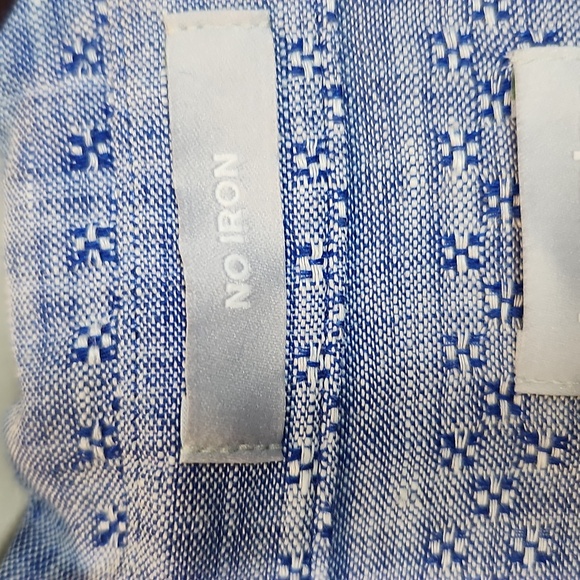 Chico's 100% Linen No Iron Blue Button-Up Blouse Size 14 - Picture 4 of 12